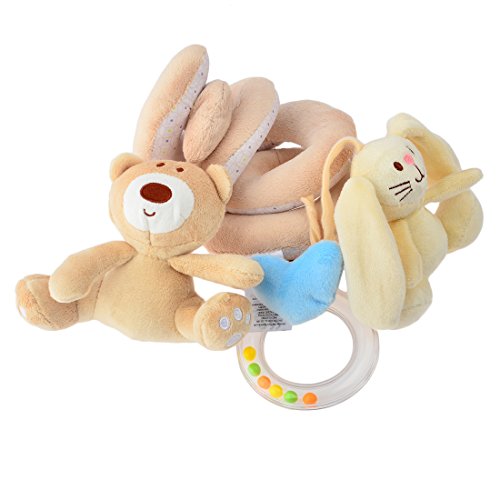 Bed Stroller, YIFAN Soft Infant Babyplay Twisty Curly Activity Spiral Bed Stroller Plush Toy Set Hanging Bell Crib Rattle Toy - Bear
