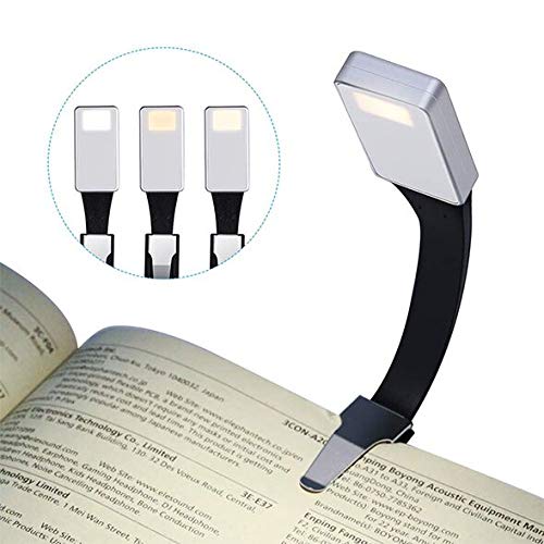 ACTOPP Lampe de Lecture LED Lampe de Livre Réglable USB Rechargeable avec 2 Clips et 3 Etapes de Luminosité Lampes de Chevet Portable et Flexible pour Kindle d'Amazone / eBook Reader / Livre / iPad