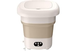 LIFETTER Faltbare Mini Waschmaschine, Mobile Kleine Waschmaschine, Tragbar, Große KapazitäT, Lazy Person Waschmaschine, 3 Modi Handwaschmaschine für Unterwäsche, Reisen, Camping, 9L (Khakifarbe)