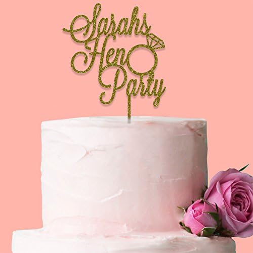 Fancy Pants Store Personalised [Name]'s Hen Party Cake Topper: Gold Glitter Acrylic