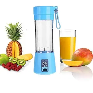 buddies cart USB Battery Rechargeable Portable Juicer Blender Bottle with Steel 4 Blade and Carry Bag 380 ml (Multicolour)