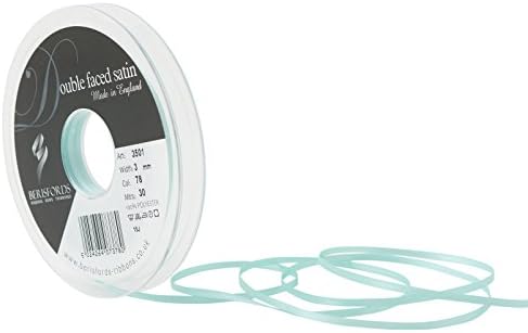 Berisfords Double FACE Poly Satin Ribbon, Aqua, 3 mm