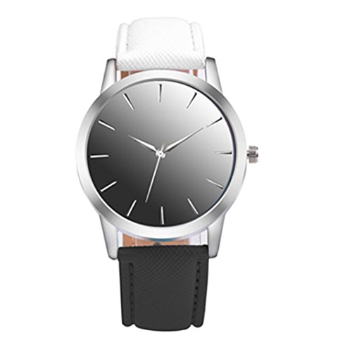 Preisvergleich Produktbild Flybuild, Analoge Armbanduhr für Damen, mit Quarzuhrwerk und Kunstlederband, Zweifarbig, Legierung, Weiß / Schwarz, Einheitsgröße