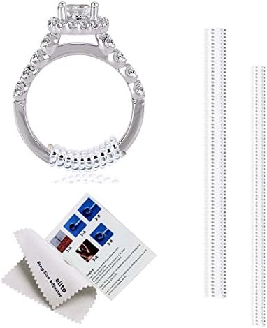 Eiito ring snuggies ring adjusters (Set of 2 Sizes), Ring Size Adjuster, Ring Size Reducer Ring Guards Snuggies thumb rings for women loose rings with Silver Polishing Cloth(2mm/3mm)