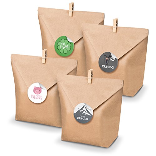 itenga SET Viel Erfolg Mix (Motiv 42) 24x Geschenktüten + Klammern+ Aufkleber