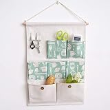 Tamaño: 30 * 10 * 10 cm Karidesh Bolsa de Almacenamiento de algodón y Lino Colgante Hogar Dormitorio teléfono móvil Puerta de Almacenamiento de Tela Colgar en la Pared Bolsa de Almacenamiento Colgar baño
