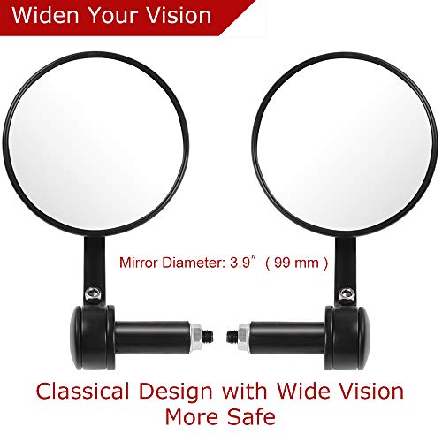 Evermotor Universal Motorrad Runde Rückspiegel Lenkerspiegel Spiegel Set E-Geprüft E-Mark Quad Roller ATV Moped - 3