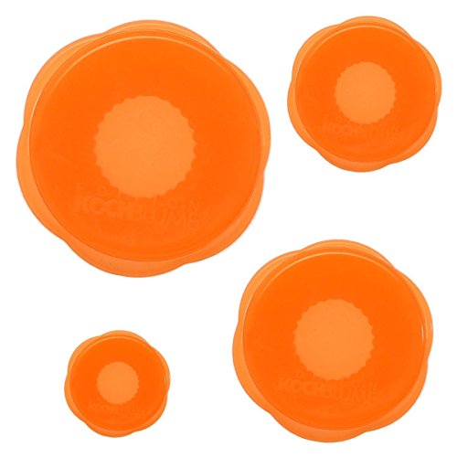 Kochblume Stretchi Überzieher 4er-Set Silikon orange