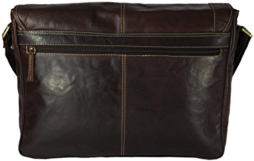 Laptop-Tasche „ATLANTA“ (15″) | Echtes Büffel-Leder | Notebook Umhängetasche Herren Damen Braun | By Alpenleder - 3