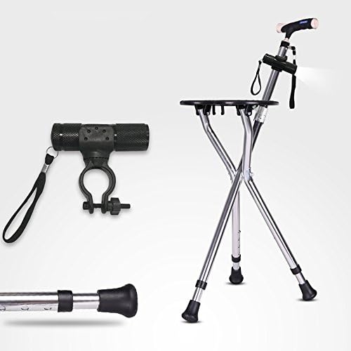 ZZHF Crutch Folding Elderly With Hand Stool Aluminum Walker Non-slip Stool Walking Stick 2 Colors Available Walking Sticks ( Color : B )