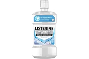 ‎LISTERINE LISTERINE Advanced White Milder Geschmack 500 ml, Mundspülung zur Entfernung hartnäckiger Zahnverfärbungen, für weißere Zähne in nur 1 Woche, Mundwasser bekämpft wirksam Bakterien im Mundraum