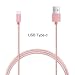 Produktbild Huawei P20 Pro, P20, P20 Lite Stark verstärktes Nylon geflochten 2 Meter Schnelle Aufladung Typ-C USB Datenkabel / Aufladen / Sync / Übertragen von Blei-Kabel [Metall-Anschlüsse] [USB-C auf USB A] [Unterstützt USB 3.1] Rose Gold Pink