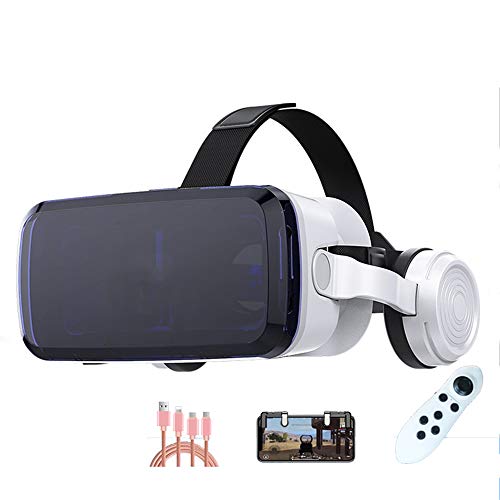 YANJINGYJ 3D VR glasses Head-mounted Virtual reality glasses, Support 3.5-6.0 inch iPhone/Android phone Bluetooth connection,Black,Package1
