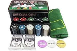 TOTAL GIFT 200 Poker Set 200 Pcs Laser Chips Texas Hold Em Cards Dice Decks Casino Game Family Friends Party