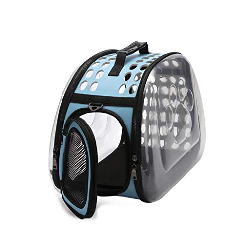 Preisvergleich Produktbild Haustier-Rucksack, transparente Raum-Kapsel-Hundetasche Katzen-Kasten-Katzen-Käfig, faltbare Haustier-Tasche (Color : Blue)