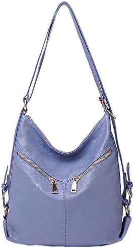 SAIERLONG MsBP New Womens Blue Cowhide Backpack Shoulder Bags Casual Daypacks Travel Bags College School Backpack Rucksack