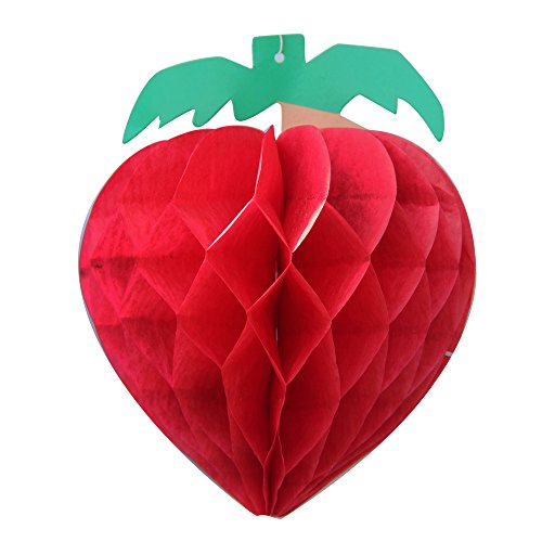 SUNBEAUTY 5er Set Obstform Erdbeere Papier Deko Honeycombs Wabenball Dekoration (Erdbeere)