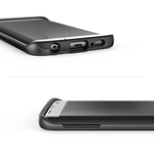 Caseology Funda Galaxy S6 Edge   Serie Wavelength  Fina Cubierta Protectora de Doble Capa con sujecion Texturizada  Negro - Black  para Samsung Galaxy S6 Edge  2015 