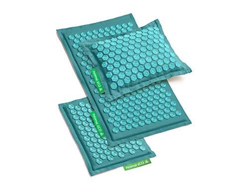 Pranamat ECO Set de masaje: esterilla, almohada y esterilla mini de masaje (Turquesa/Turquesa)
