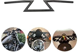 JFG RACING 1" 25mm Motorcycle Handlebar,Z Handle Bars Handlebars Universal for Sportster Cruiser XL 883 1200 Custom Chopper Softail Dyna Street Bob-Black
