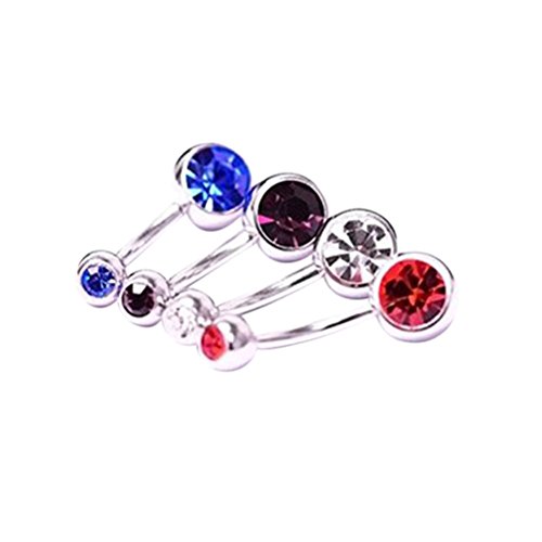 Tinksky 12pcs Stainless Steel Crystal Rhinestone Women Belly Navel Ring Dangle Bar Stud (Random Color)