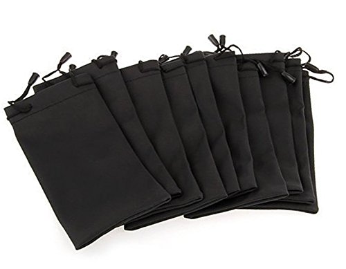 Preisvergleich Produktbild LUCKLYSTAR 10X Brillenbeutel Sonnenbrillen Tasche Schwarz Aufbewahrungstasche Drawstring Tasche für Sonnenbrillen(Schwarz)