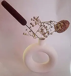 Lichie Ceramic White Round Ring Elegant Vase for Table Top - Set of 1