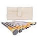 Start makers® Makeup Brushes Sets - Natural Makeup Brush Set - Soft Kabuki Make up Brushes - 12 pcs Professional Cosmetics Brushes Kits - Wooden Handle Makeup Sets & Beige Pouch