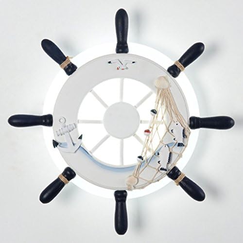 WYQLZ Mediterranean LED Creative Rudder Wall Lamp Bedroom Bedside Children Room Aisle Simple Decoration Night Light ( Color : Black , Design : Warm light )