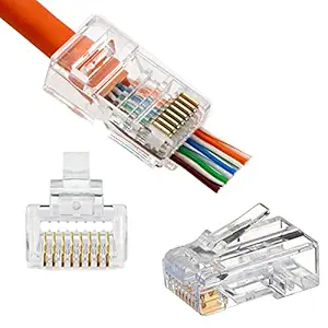 SE RJ45 Cat5 Cat5e CAT6 Pass Through Transparent Connectors (Cat5 50pcs pack)