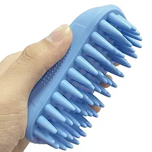 ZOOPOLR Pet Silicone Shampoo Brush for Long & Short Hair Medium Large Pets Dogs Cats, Anti-Skid Rubber Dog Cat Pet Mouse Grooming Shower Bath Brush Massage Comb (Blue (New))