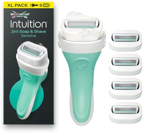 Wilkinson Sword Intuition Soap & Shave Sensitive, rasoio donna, 5 ricariche