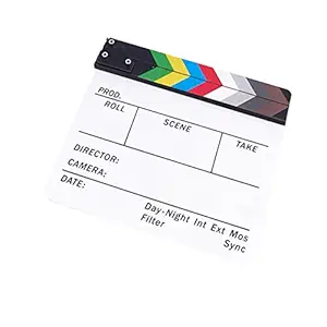 ZORBES Imported Clapperboard TV Film Movie Clapboard White Board with Colorful Stripe Slate