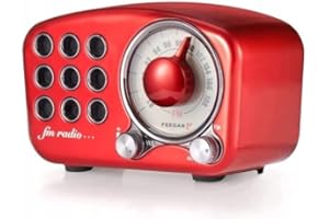‎FEEGAR F Radio Feegar Retro głośnik Bluetooth, bezprzewodowe zabytkowe klasyczne radio FM,BASS, połączenie Bluetooth 4.2, czas pracy 10h, obsługa Aux odtwarzacza MP3, karta microSD (Czerwony)