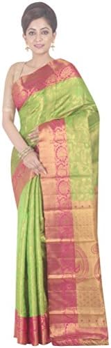 Simaaya Indian Ethnic Pure Kanjeevaram Silk Light Green Kanjeevaram Saree