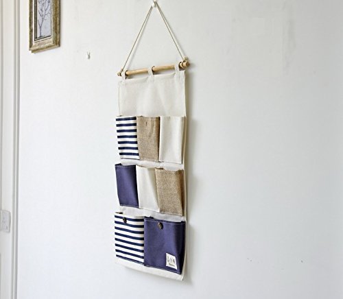 Starsglowing Wand Aufbewahrungstasche Hängetasche Türtasche Utensilientasche Hängeorganizer 8 Fächer (Blau) - 3