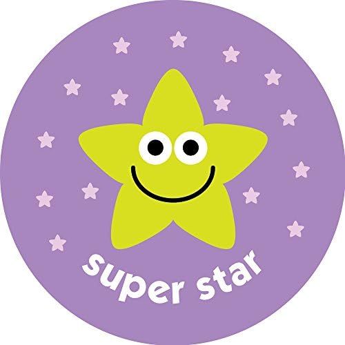 38mm scratch and sniff reward stickers. Blueberry scented - super star. 5 sheets, 75 stickers