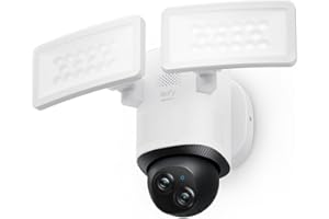 eufy Security Floodlight Camera E340 Dual Cameras Wired Outdoor Security Camera, 3K Resolution, 360° Pan & Tilt, 24/7 Recording, Dual-Band Wi-Fi, 2,000 Lumens, HomeBase S380 Compatible, No Monthly Fee