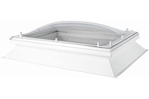 Coxdome Skylight Window - Triple Glazing Polycarbonate Rooflight Dome & Kerb for Flat Roof. Manual-Opening Roof Light Great for House Extension or Office Room (600x600mm, Clear)