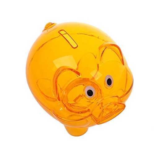 SODIAL(R) Plastik Sparschwein Muenzen Bargeld Speicher Klar Orange - 3