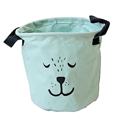 gossipboy süßem Gesicht Muster 20 x 18,4 cm klein rund Leinen & Baumwolle Stoff Wäschekorb, zusammenklappbar, Unterwäsche & kleine Gegenstände Lagerung Organizer grün