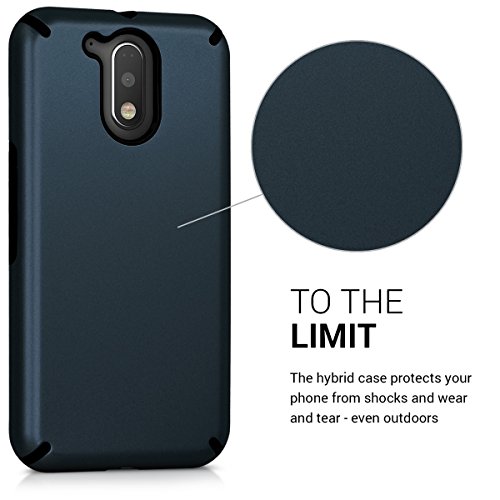 kwmobile Funda para Motorola Moto G4   Moto G4 Plus - Carcasa Protectora  h  brida  de  TPU  - Cover Trasero en  Azul Metalizado 