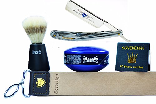 STRAIGHT CUTTHROAT RAZOR & STROP SHAVING SET.