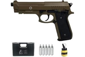 ECOMMUR PT92 Tan Full Metal | Pistola de Airsoft (Bolas de 6MM) y CO2. Semiautomática. Tipo Taurus. Color Arena.