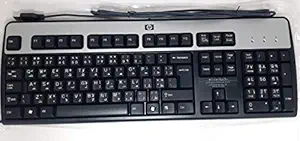 HP KU-0316 USB WIRED KEYBOARD 104 KEYS BLACK AND SILVER PART# 434821-002