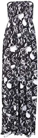 zettZET New Womens Sheering Gather Bobtube Bandeau Long Summer Strapless Ladies Maxi Dress Plus Size 8-24 (One Size (Fits UK 8-24), Skull Rose)