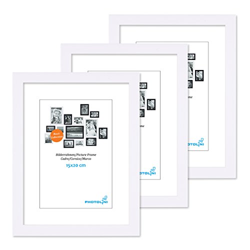 Buy Set of 3 Picture Frames Modern White with Dimensions of 15x20 cm / 8 x 6 inches made from