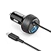 Produktbild Anker PowerDrive 2 Elite 24W 2 Port 4.8A Kfz Ladegerät mit Einem Eingebautem Micro USB Kabel, PowerIQ für Samsung Galaxy/Note, iPhone,iPad, LG, HTC, LG, Smartphones, Tablets, Powerbank und mehr