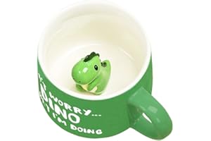 BigNoseDeer Cute Coffee Mug Kawaii Dinosaur Milk Tea Ceramic Mugs,3D Animal Morning Cup Gift for Hot Chocolate Drink Weddings Birthdays Gifts for Women Father's Day Mother Day Personalised Gifts