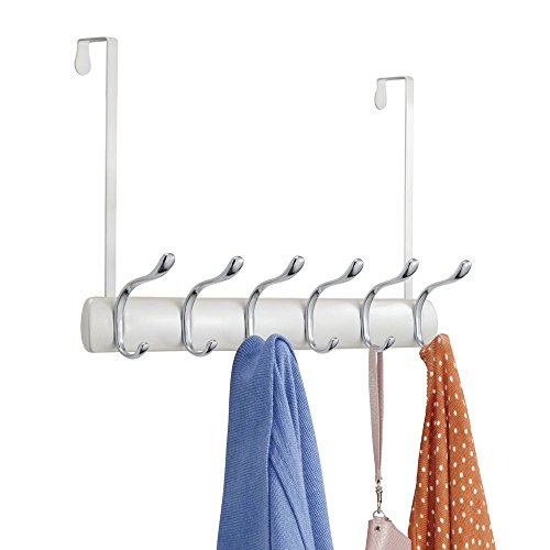 Interdesign 31844EU Bruschia Hakenleiste zum Hängen über die Tür für Jacken, Mäntel, Handtaschen, Hüte, Hundeleinen, 6 Haken, perlmuttweiß / chrom - 4
